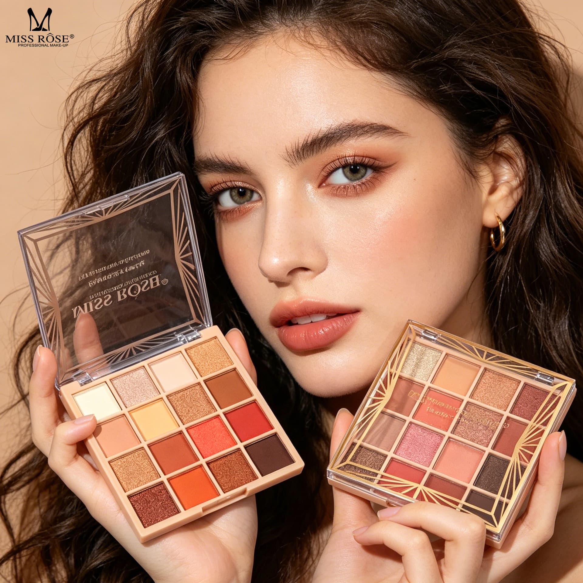 MISSROSE Cross-Border Wholesale 16-Color Eyeshadow Palette, Shimmer Matte Fine Glitter Eye Shadow Palette, Brightening Low-Saturation Eyeshadow