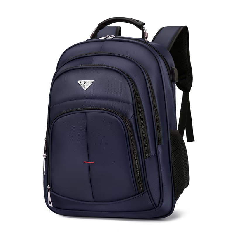 Cross-border 2024 new casual versatile solid color men's backpack, large capacity water-resistant Oxford fabric computer bag