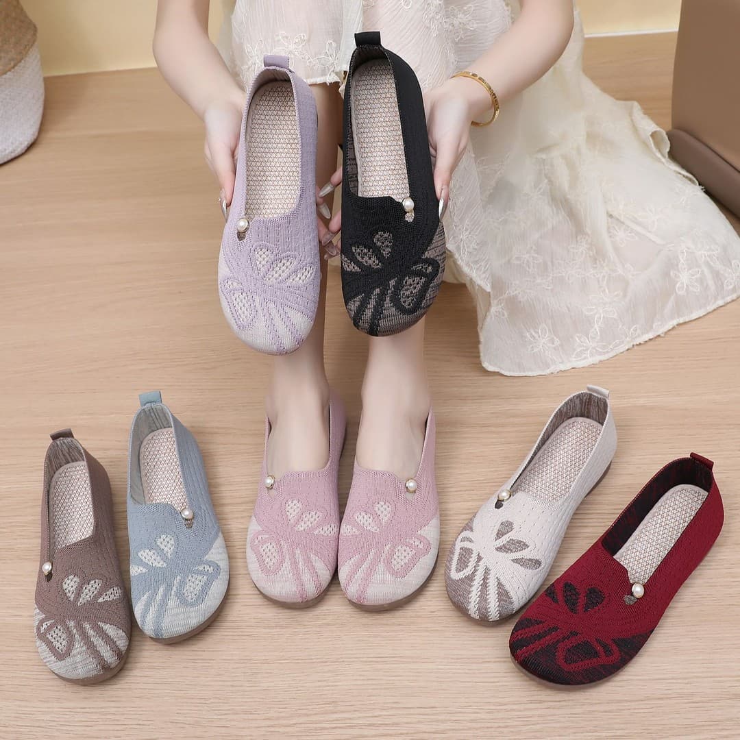Dongxiang mother's shoes summer old Beijing cloth shoes women's flat fly-woven mesh flat-heeled shoes with bean soles for middle-aged and elderly people