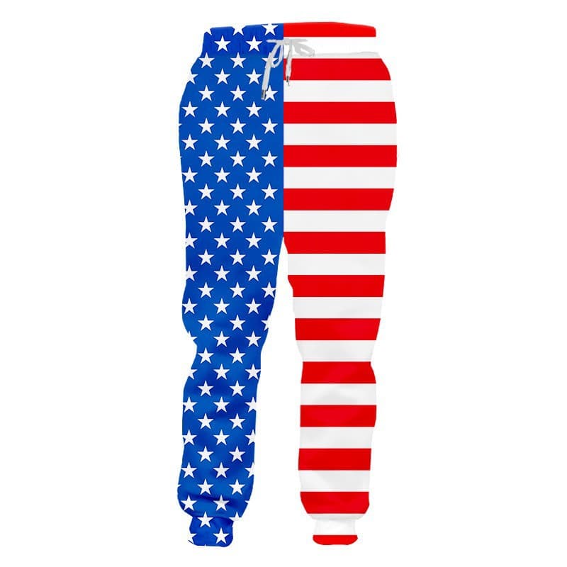 New Style American Independence Day European & American Fashion Loose Unisex 3D Print Cuff Pants