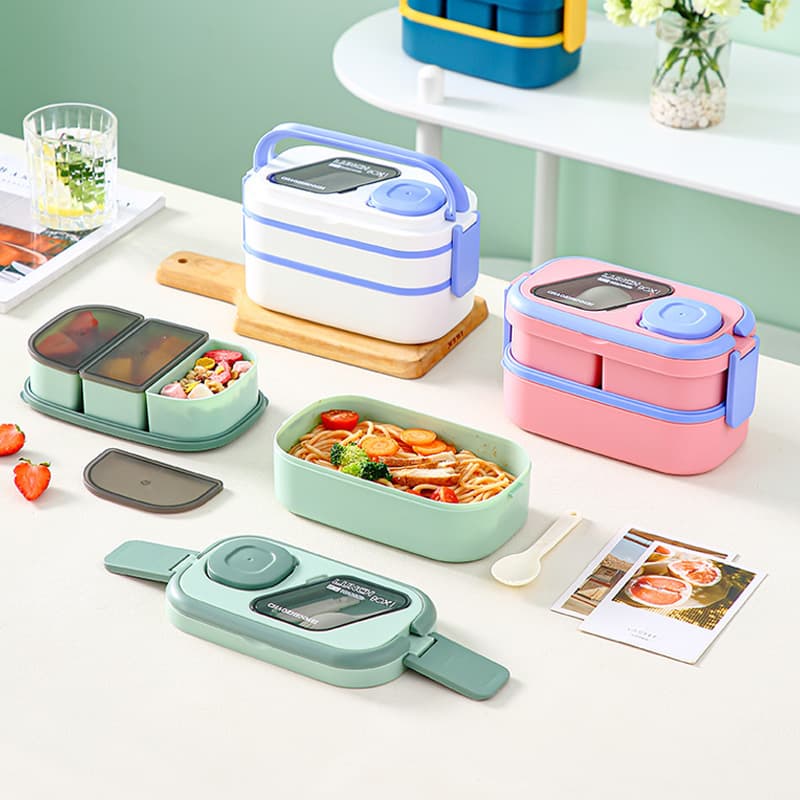 The lunch box can be put into the microwave oven, office workers and students, high-looking lunch box, tableware, spoon, crisper, food grade set