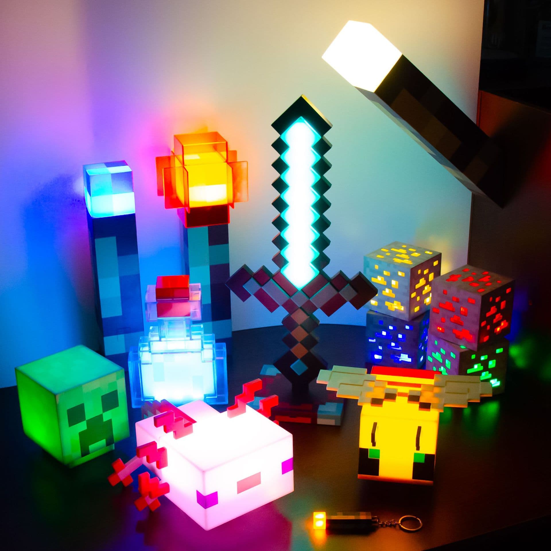 Minecraft Diamond Ore Night Light Color Changing Potion Bottle Torch Model Gift Lamp