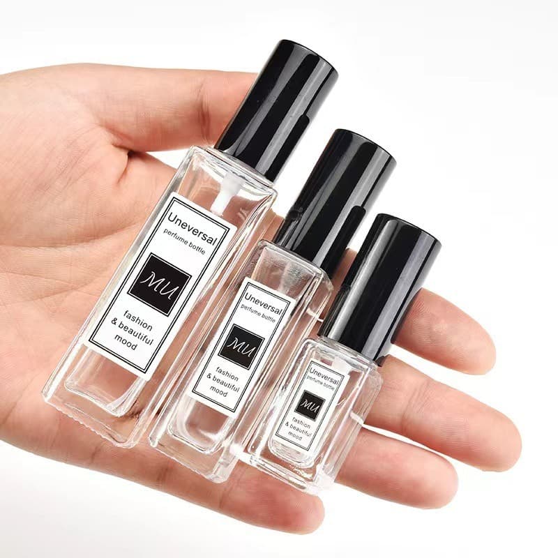 Simple high-end glass perfume bottle small capacity perfume spray bottle square bottle with lid sample perfume bottle