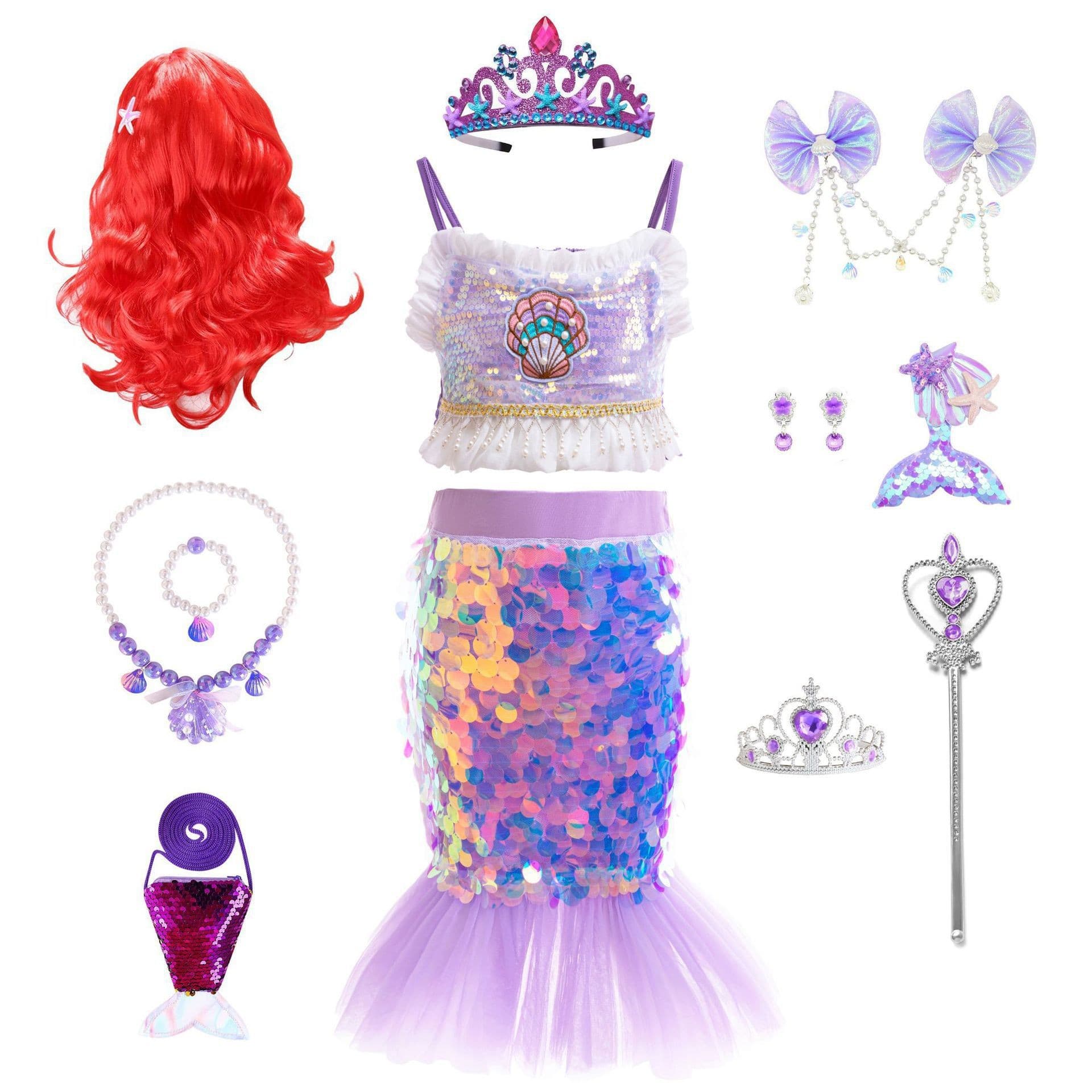 Mermaid Dress 2024 New Mermaid Tail Gown Elegant Girls Two-Piece Sequin Dress SB66
