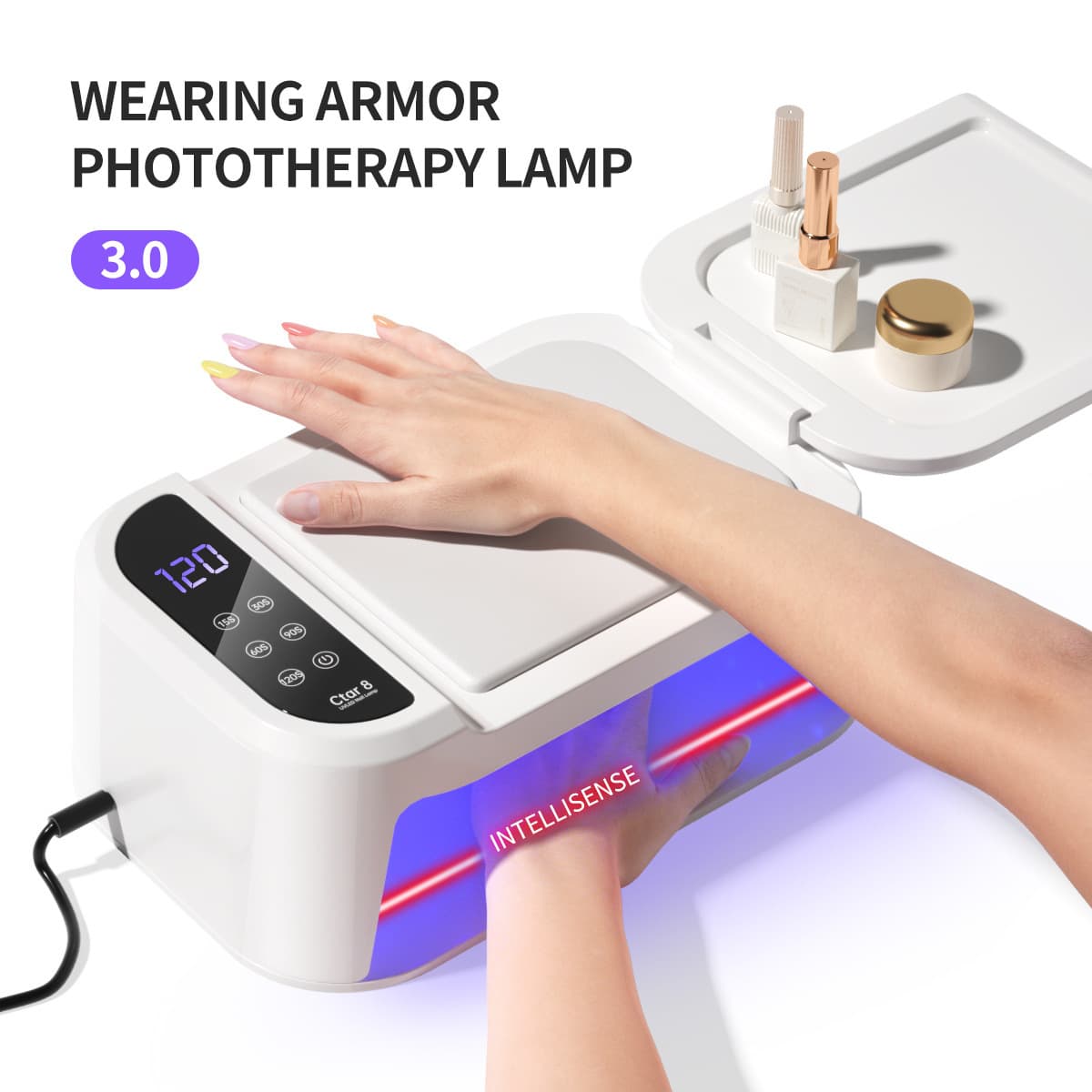 Ctar8 LED Nail Lamp Quick Drying Curing for Professional Use in Nail Salons Hand Rest Pad Nail Art UV Light Therapy Machine