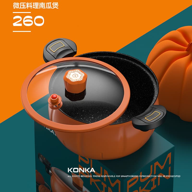 Konka Pumpkin Pot, Large Capacity Household Pressure Cooker, Kitchen Stew Pot, Soup Pot, Maifan Stone Non-stick Pot, Gift Pot