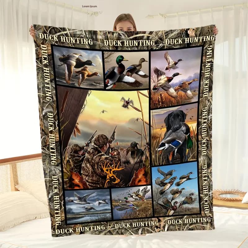 Factory Straight Hair Cross-border Dedicated 3D Duck Print Flannel Blanket Nap Blanket Hunting Blanket Sofa Cover Blanket