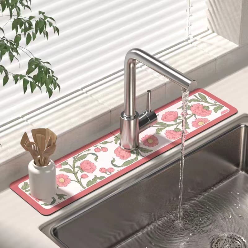 Fresh Diatomite Faucet Pad for Bathroom, Wipeable and No-Wash Sink Mat, Bathroom Faucet Drying Pad