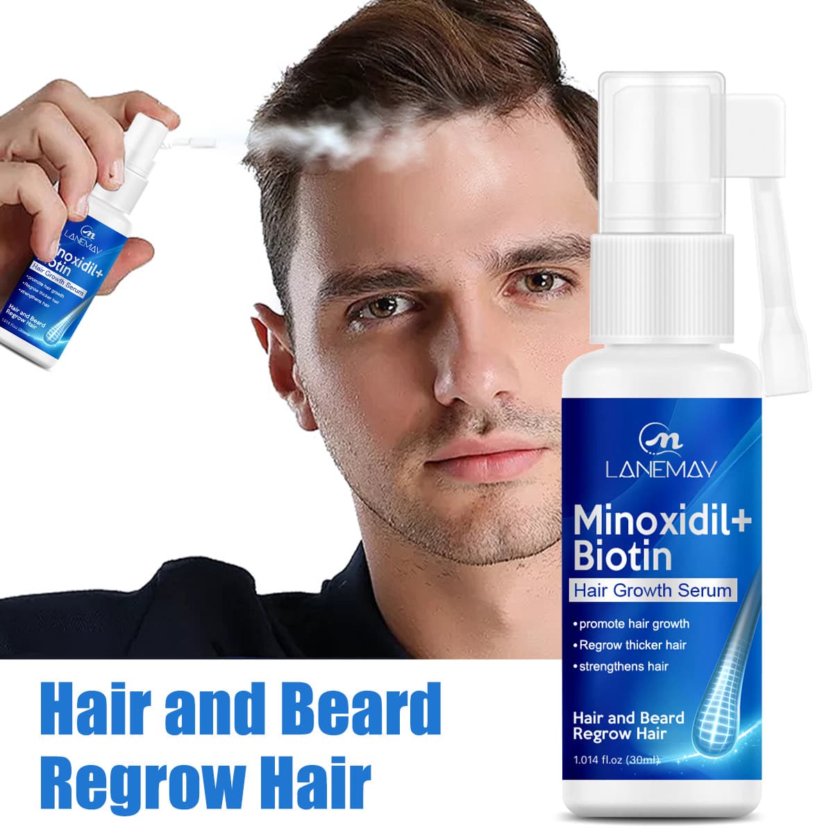 Cross-border Beard Growth Liquid 30ml Moisturizing Beard Thickening Growth Men's Beard Care and Maintenance Liquid