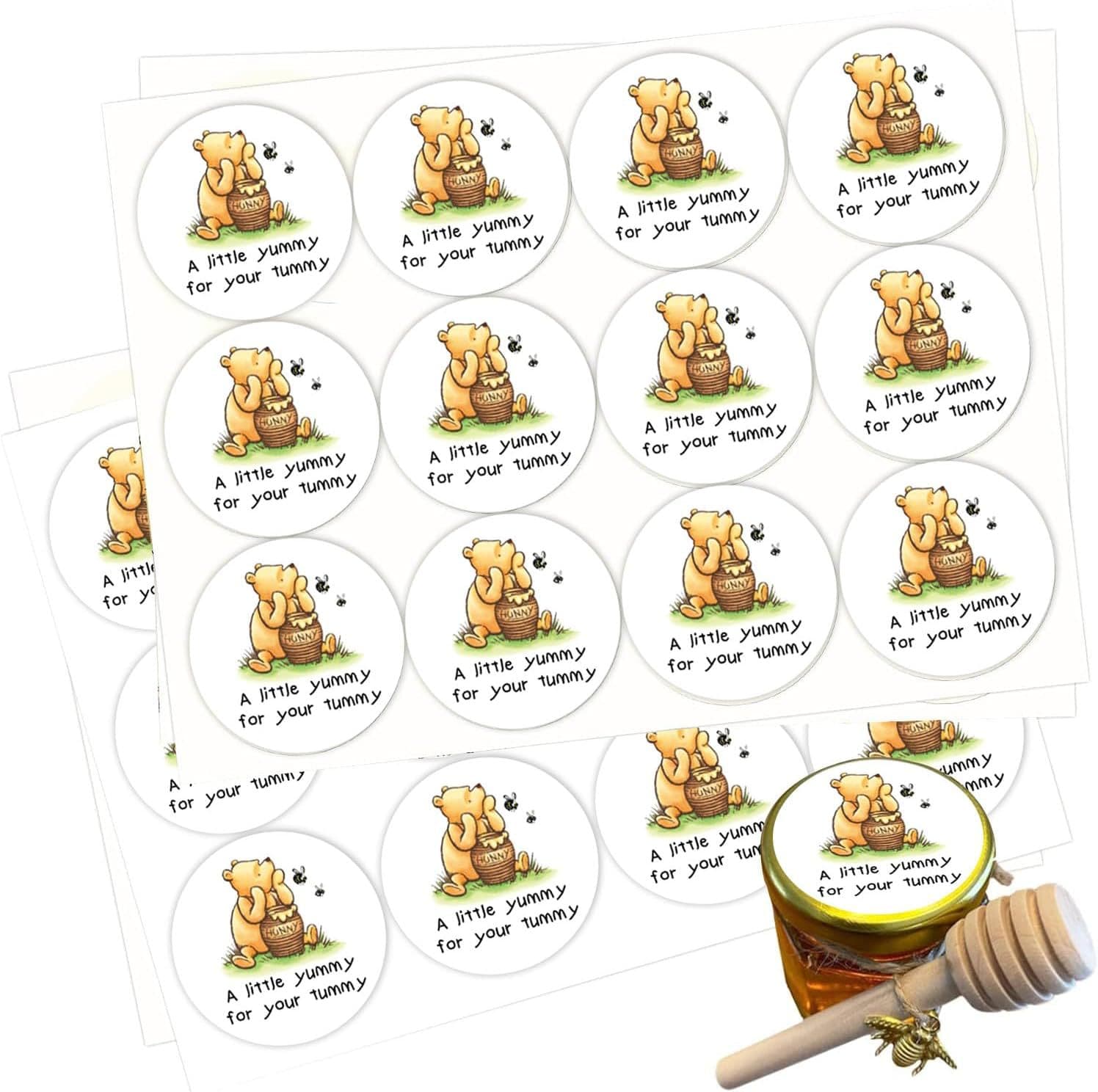 Cross-border 48-piece Winnie the Pooh baby shower decoration stickers classic Winnie the Pooh stickers honey jar sticker labels