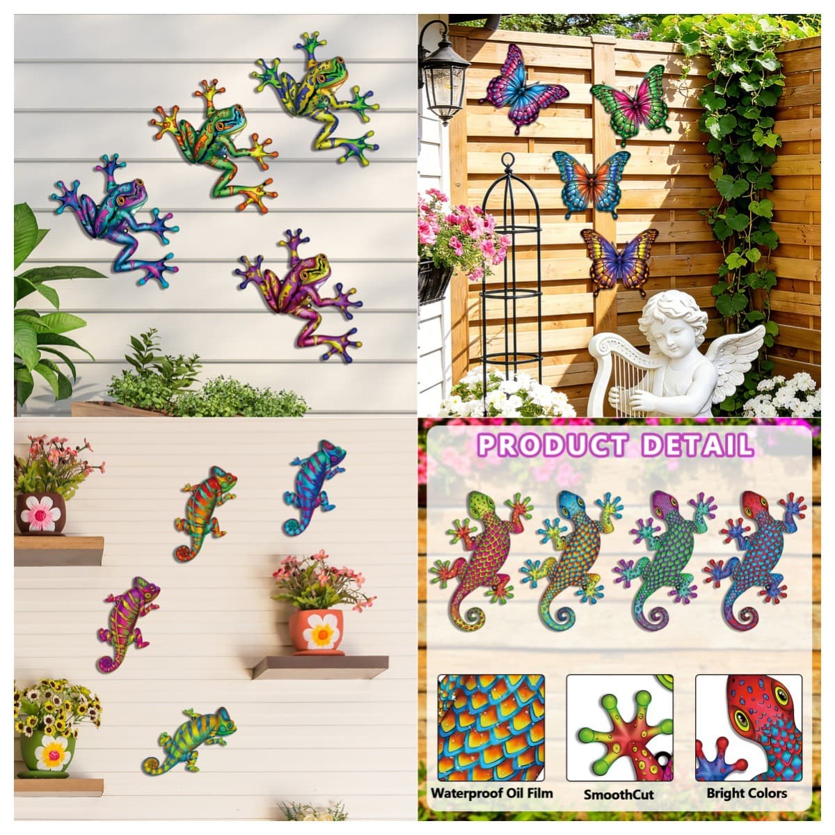 Cross-border Wrought Iron Colorful Lizard Wall Decoration Hanging Ornament Metal Courtyard Porch Background Wall Art Wall Sticker