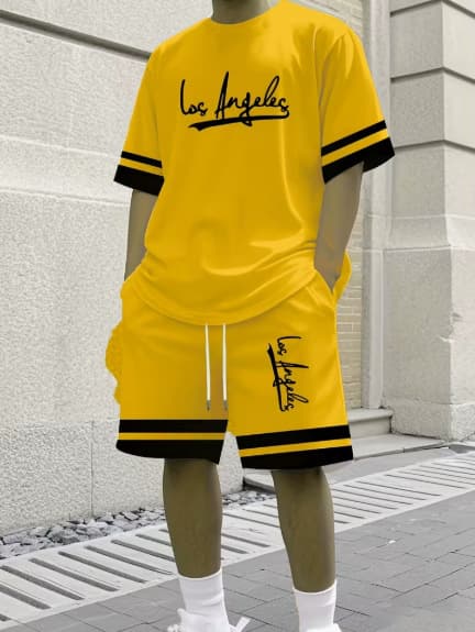 2026 New Cross-Border Export Summer Fashion Men's Sports Set 3D Printed T-Shirt and Shorts Two-Piece Set