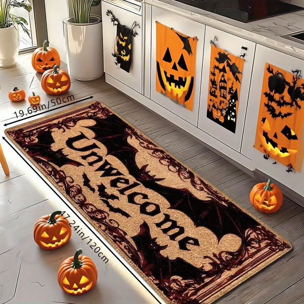 Cross-border best-selling Halloween crystal velvet strip carpet bedroom bedside cooling carpet bay window mat kitchen stain-resistant mat