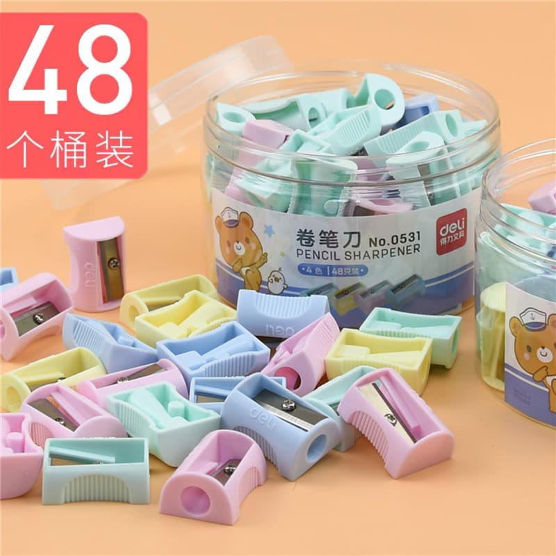 Deli Mini Pencil Sharpener for Students Children Twist Sharpener Pencil Sharpener Simple Cartoon Cute Candy Color