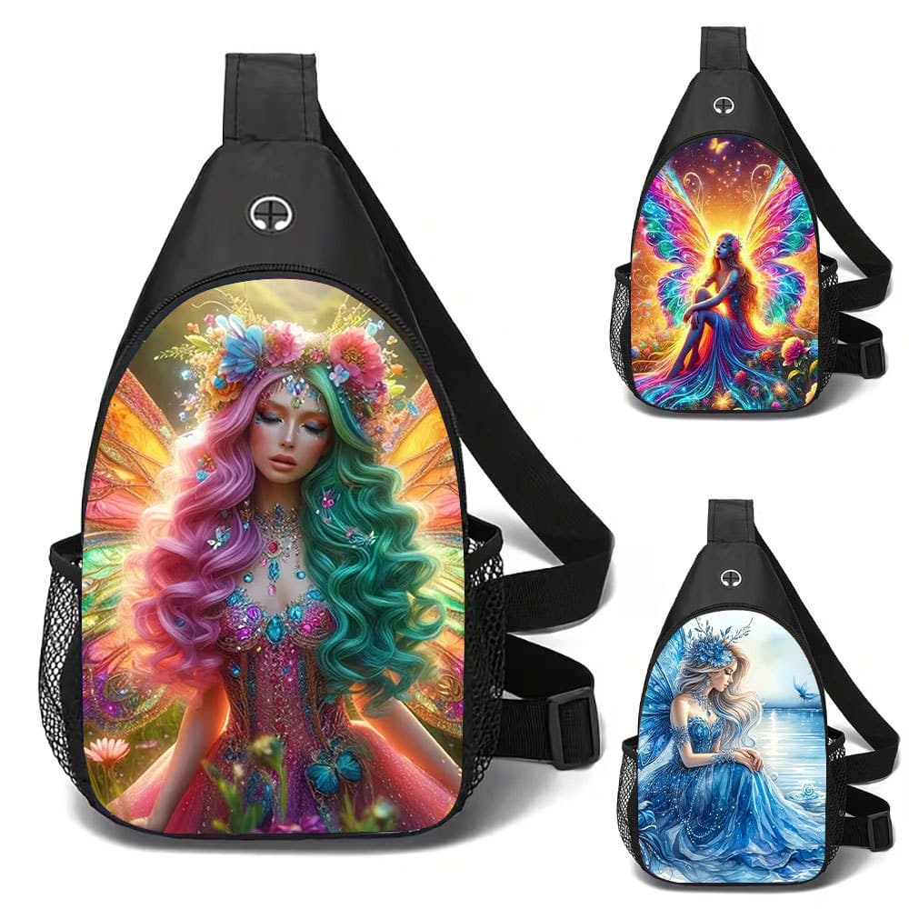 Amazon Oblique Mermaid Shoulder Bag Primary and Secondary School Students Casual Chest Bag Printed Casual Bag Crossbody Chest Bag Sports Shoulder Bag