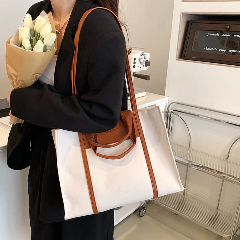 2025 New Fashion Casual Canvas Bag Handbag Large University Commuter Trendy Versatile Women's Large Capacity Tote Bag