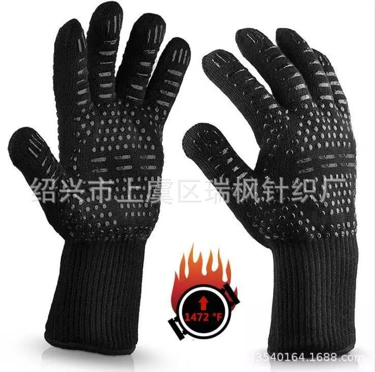 Amazon Hot Seller: 800°C High-Temperature BBQ Gloves, Large Size Double-Layer Extended Heat Insulation Oven Mitts