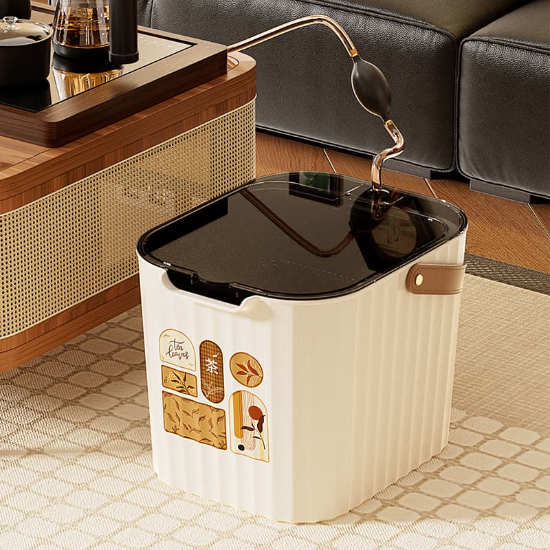 New acrylic tea dregs bucket, household tea water bucket, office portable with lid tea leaf garbage filter wastewater bucket