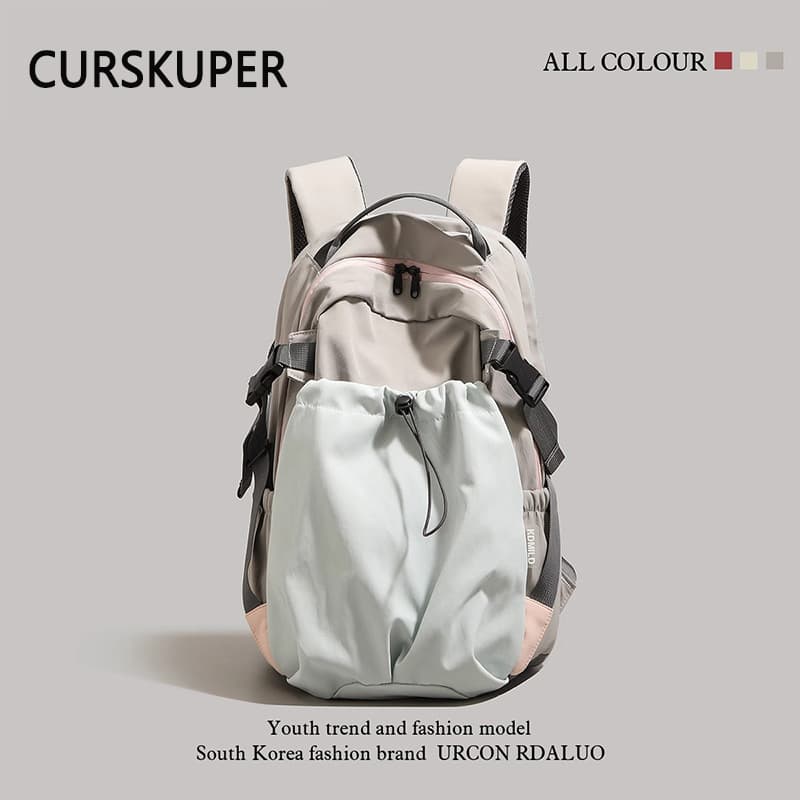 New retro workwear style large-capacity backpack, simple and lightweight travel backpack, cool and versatile student school bag