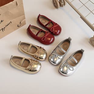 Children's Leather Shoes 2025 Spring Autumn New Korean Style Fashionable Girls' Bow Baby Versatile Casual Flats