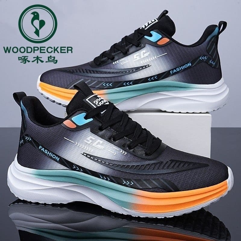 Woodpecker Men's Ultra-Light Running Shoes 2026 Summer Breathable Mesh Sports Shoes Soft Sole Non-Slip Versatile Casual Shoes