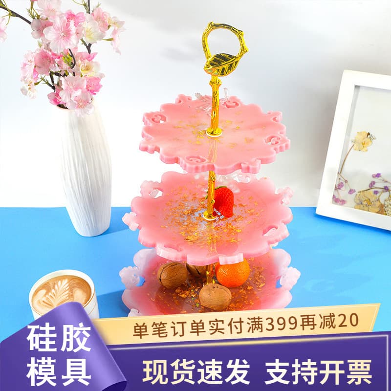 DIY Epoxy Resin Mold Three-Layer Fruit Tray Mold Round Square Tea Tray Display Stand Resin Cake Silicone Mold