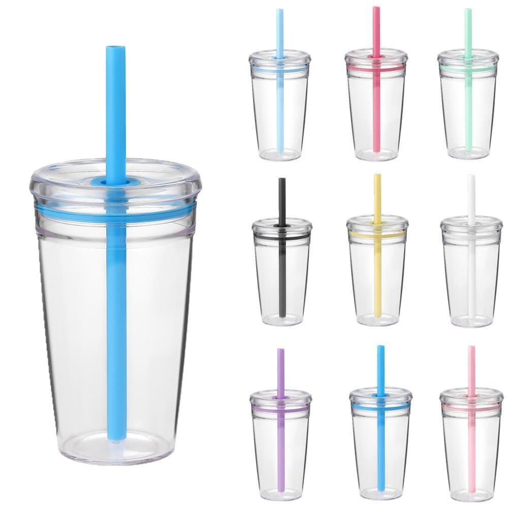 Tritan Single-Layer Straw Cup Multi-Color Candy Straw Milk Tea Coffee Water Cup Home Living Accessories from Mainland China