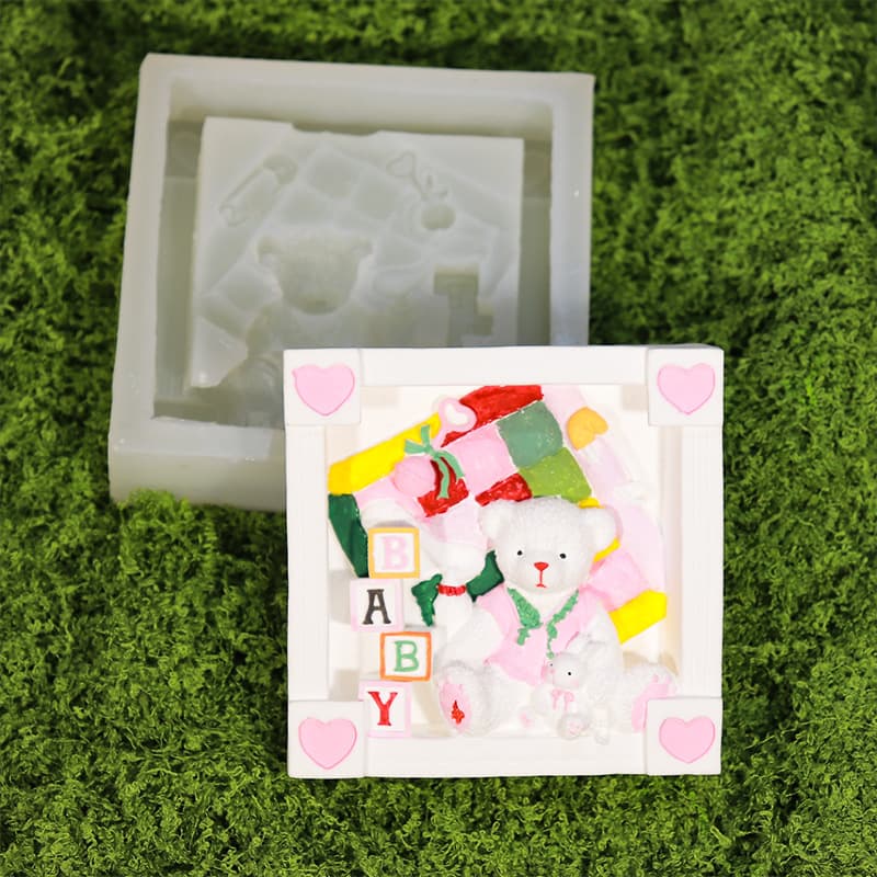 Bear Photo Frame Mold Kidsren's Painted Plaster Doll White Blank Handmade DIY Coloring Bear Graffiti Mold