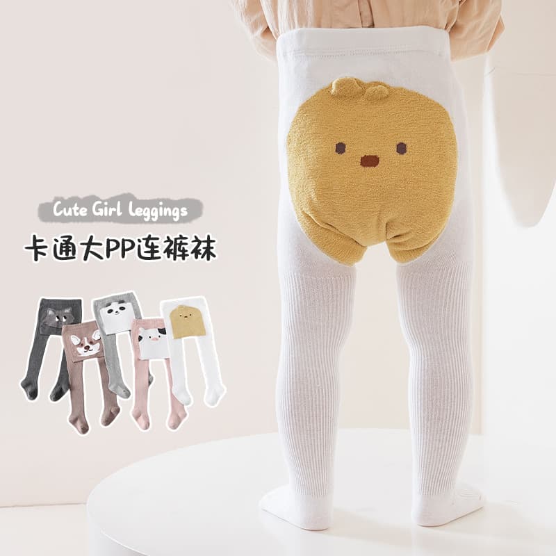 Baby Big Bottom Tights Spring/Autumn Style Versatile Outerwear Cute Cartoon Animal Girls Leggings Big PP