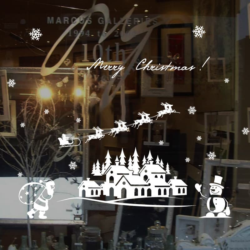 Cross-border holiday gifts Christmas party decoration window beautification castle Christmas tree snowman decoration glass stickers