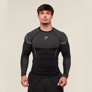 Amazon Export Men's Compression Shirt, GYM Sports Fitness Running Training Top, Elastic Printed Round Neck Long Sleeve