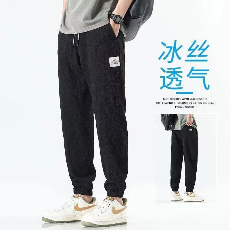 Ice Silk Casual Pants for Men Summer Thin Style Trendy Versatile Long Pants Quick-Dry Loose Cuffed Joggers