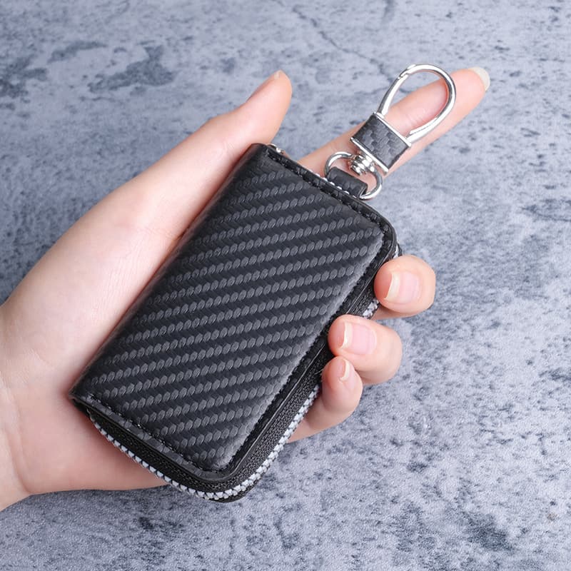 Universal Car Key Case Multi-functional Single Zipper Key Holder Mini Leather Key Pouch Vintage Belt Clip Keychain
