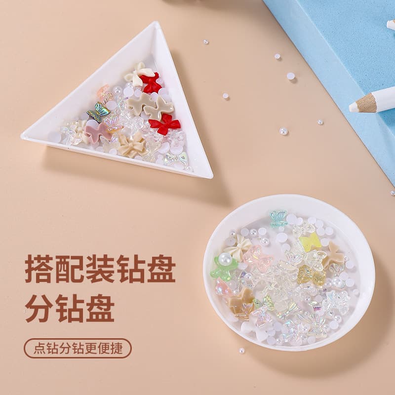Plastic Diamond Sorting Tray - PP Material Diamond Tray, Diamond Sorting Tray, White Triangular Tray, Round Tray Diameter 6cm