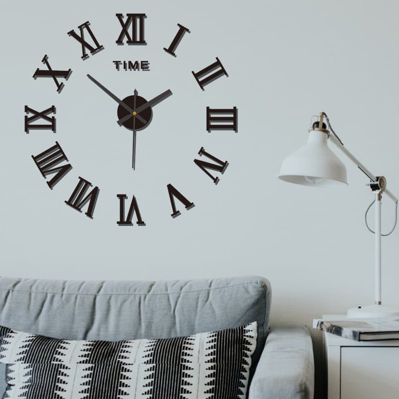 Creative Roman DIY No-drill Wall Sticker Clock Silent Acrylic Decor for Living/Bedroom/Hotel