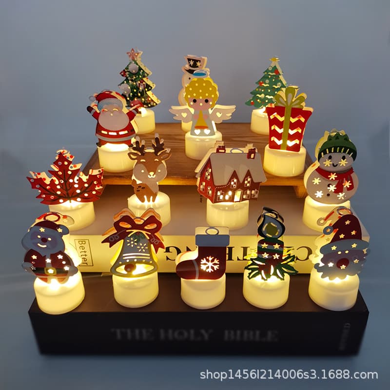 LED Electronic Candle Lamp Christmas Tree Santa Claus Snowman Creative Candle Night Light Decoration Ornament
