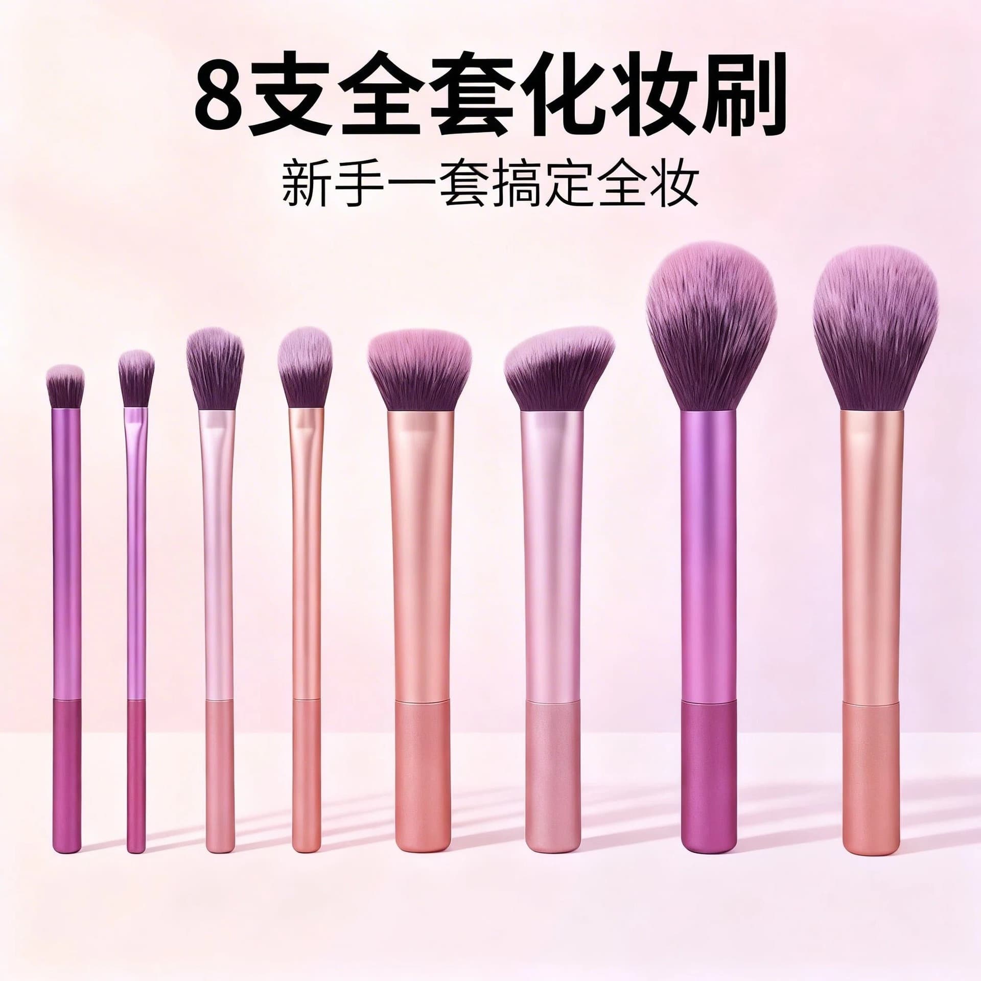 7-Piece & 8-Piece Mixed Color Makeup Brush Set, Colorful Handle Eyeshadow Brushes, Soft Bristle Beauty Tools, Electroplated Brushes, Cross-Border Exclusive