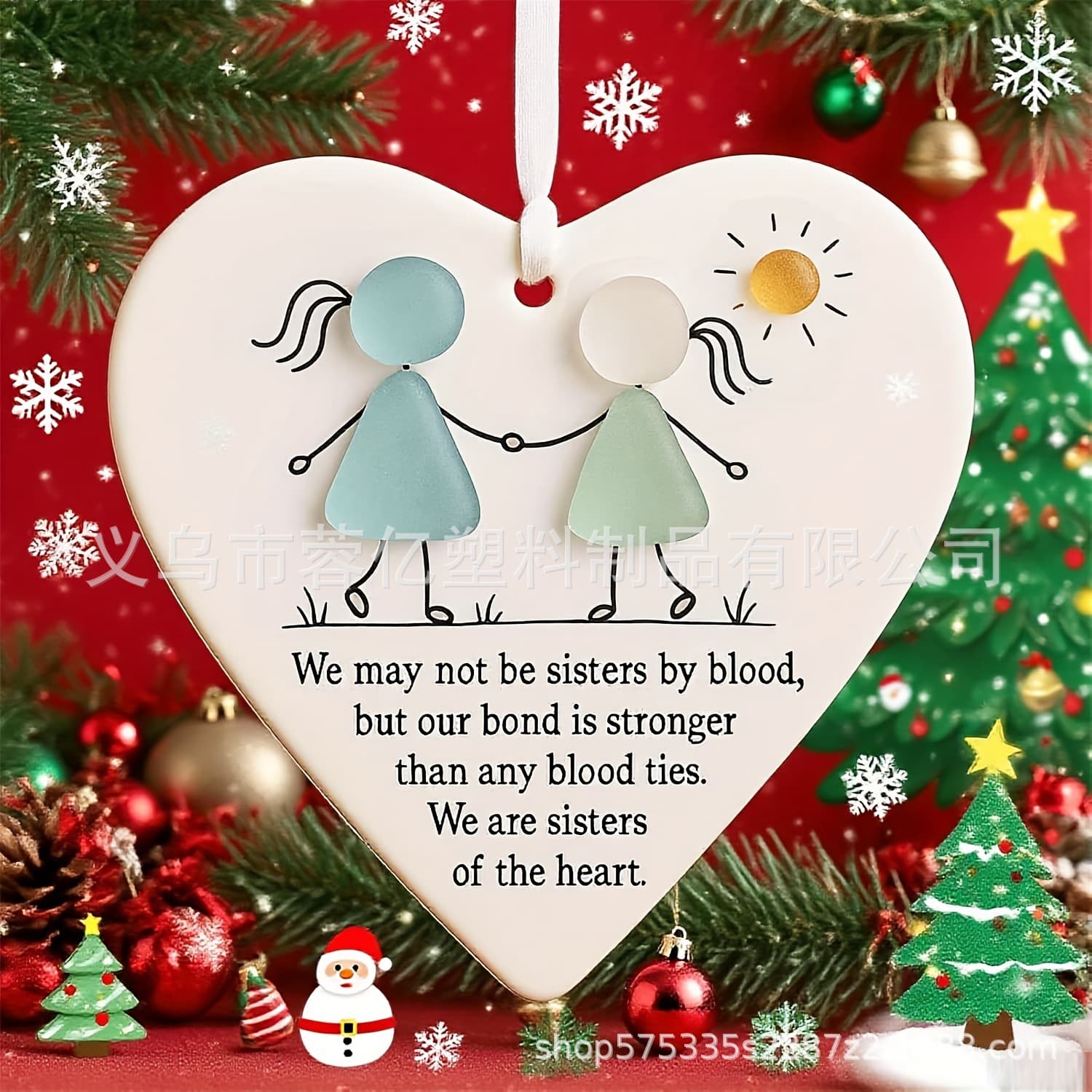 White Acrylic Friendship Decorative Hanging Ornament Christmas Decoration Heartfelt Gift for Friends