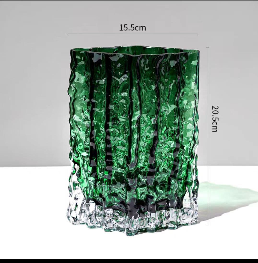 Creative Thickened Glass Transparent Glacier 3D Relief Vase/Flower Holder, Finnish Extreme Series Decorative Showroom Ornament