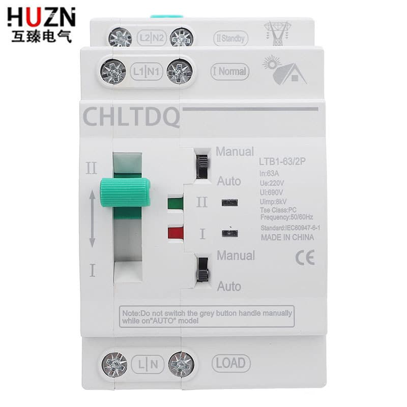 ATS Dual Power Automatic Transfer Switch for Solar Inverter Uninterrupted PC-Level Switching 220V Millisecond