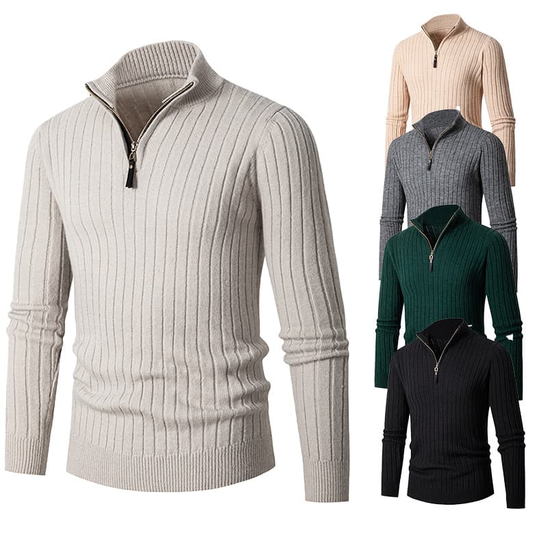 Solid Color Round Neck Sweater for Men Autumn Winter Stretch Knit Base Layer Trendy 2023 New Warm Top Inner Wear