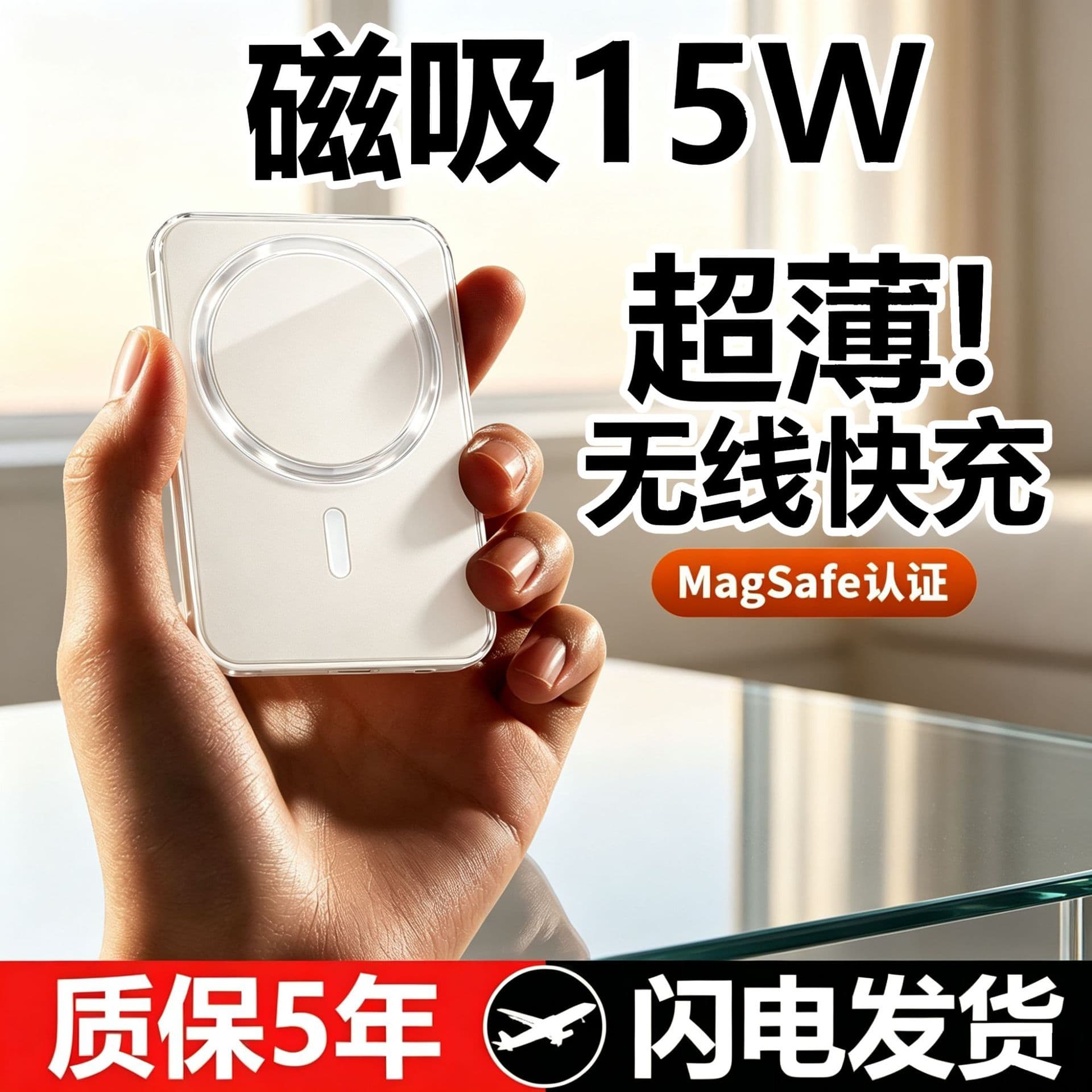 Cross-border Wireless Power Bank 10000mAh Compact Portable MagSafe Mobile Power Supply Corporate Gift