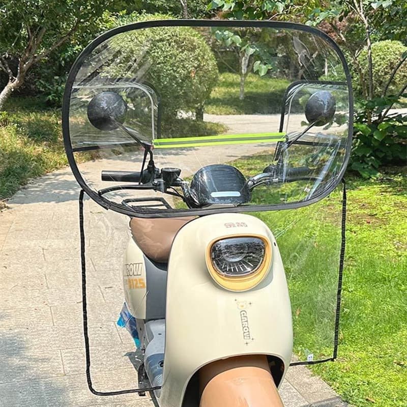 Electric Vehicle Windshield Cover Battery-Powered Motorcycle Windshield Extended and Thickened Windshield High-Definition Transparent Rain and Wind Protection Cover