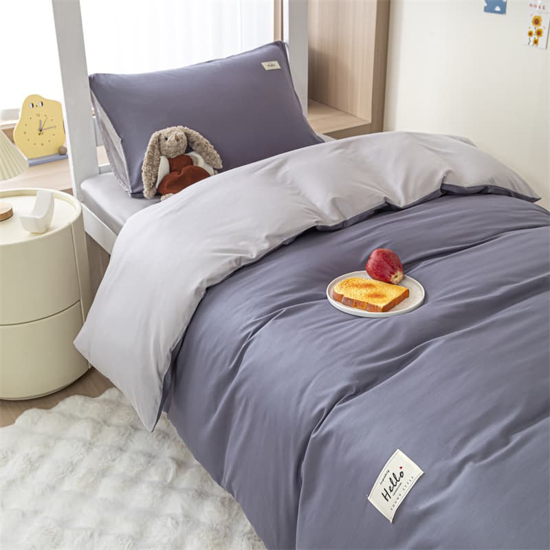 Dormitory Bedding 3-Piece Set Pure Cotton Full Cotton Blue Plaid for Male Students Bed Quilt Cover Set 6-Piece Set