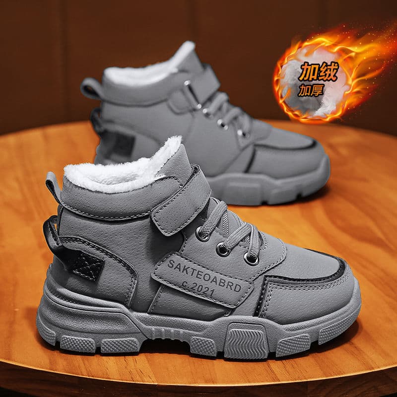 Boys' winter new style, fleece-lined children's snow boots, thickened and warm winter shoes, girls' Martin cotton boots