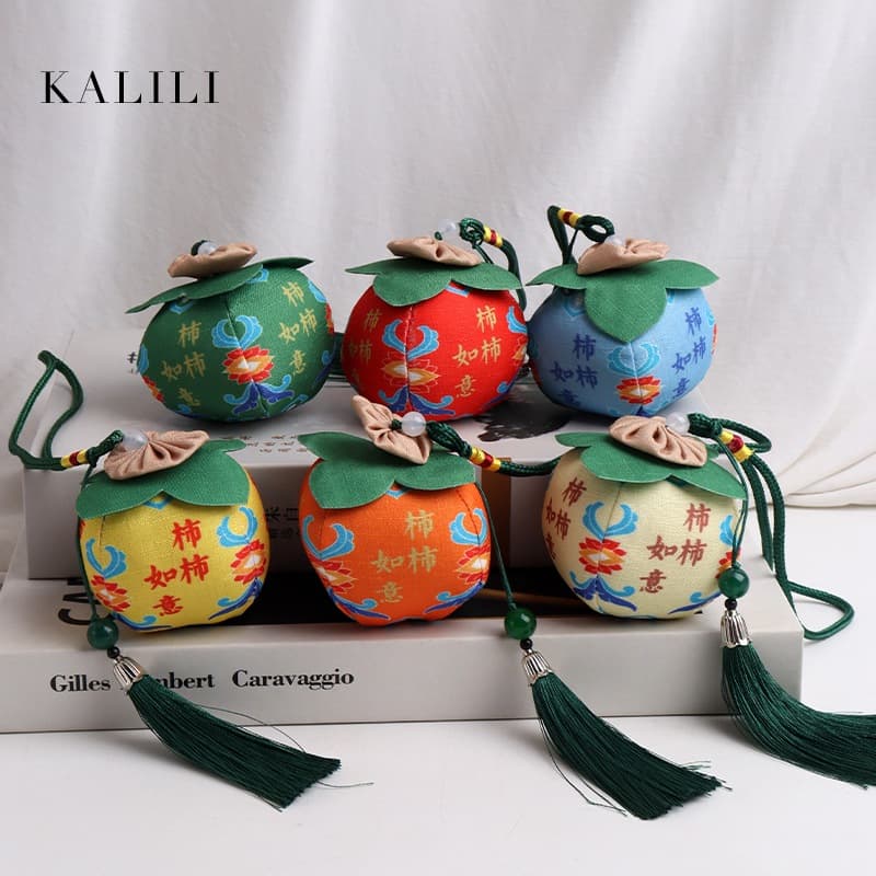 Persimmon Auspicious Mugwort Ball Ornament Pouch Sachet Dragon Boat Festival Gift Children's Chinese Style Hanging Pendant Small Decoration