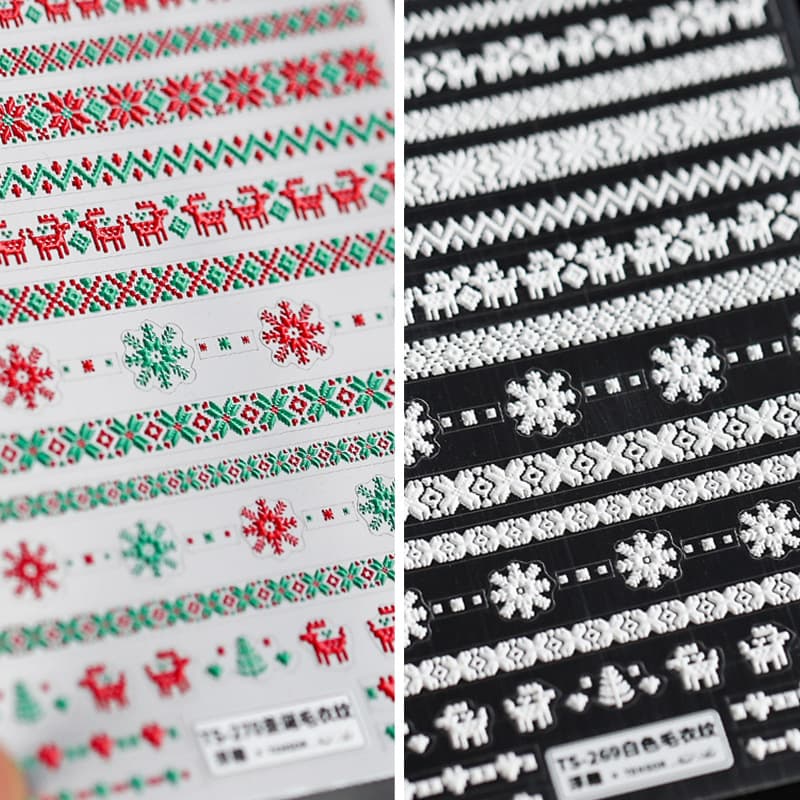 Ferrin three-dimensional 5d sweater pattern manicure stickers adhesive nail stickers accessories snow deer sweater TS263
