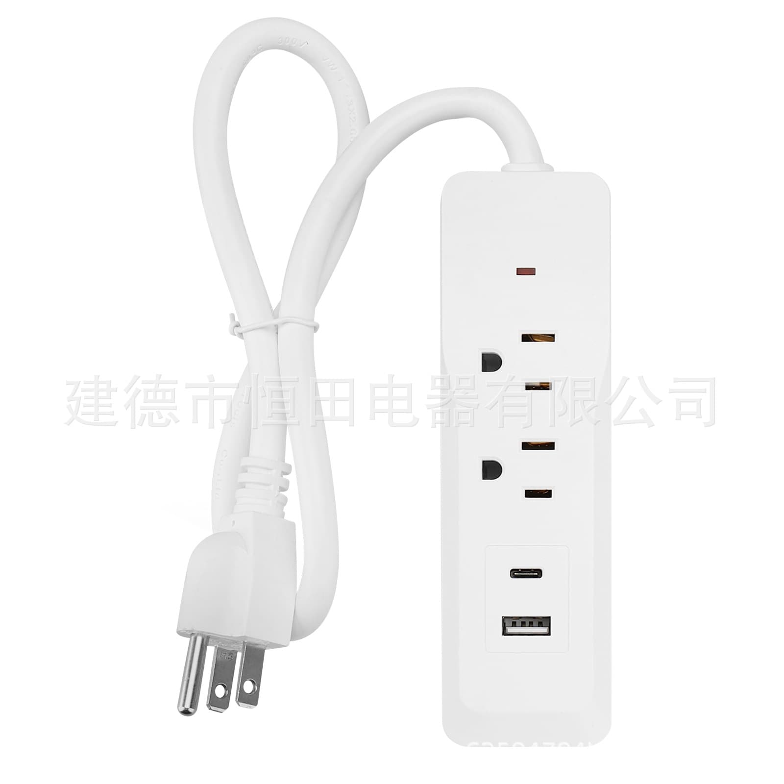 Mexico 125V US Standard 2-outlet Extension Cord NEMA 5-15 South America 3A Type-C USB Power Strip