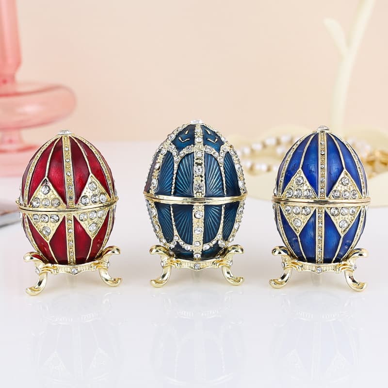 Light luxury Russian egg decoration box pointed egg alloy jewelry box resurrection gift Birmingham egg small ornaments