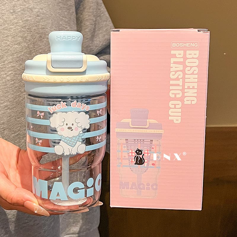 Summer Water Bottle, Stylish Cute Coffee Cup with Tea Infuser, Dual-Drink Straw Cup, Portable Student Cup New